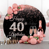 Lofaris Black Rose Gold Glitter Round 40th Birthday Backdrop
